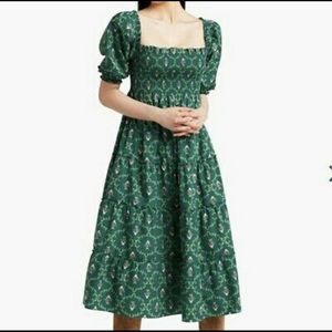 NWOT Nesli Nap Dress by Hill House, Emerald Trellis, XS